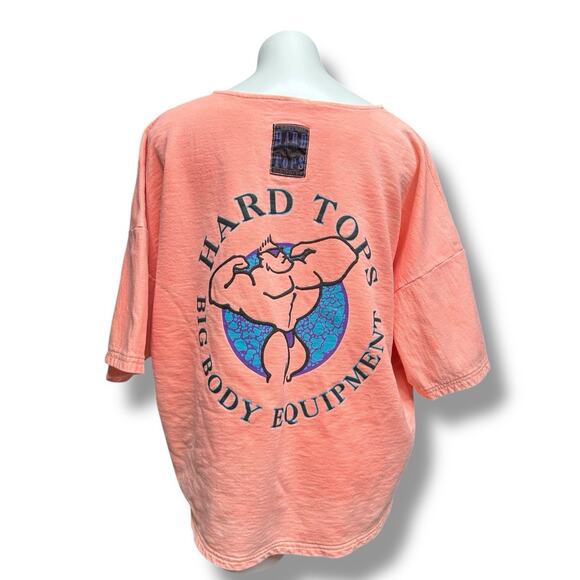 Vtg 90s Hard Tops Sweatshirt Neon Retro Graphic Print Bodybuilding Top Rare Sz L - Picture 5 of 14